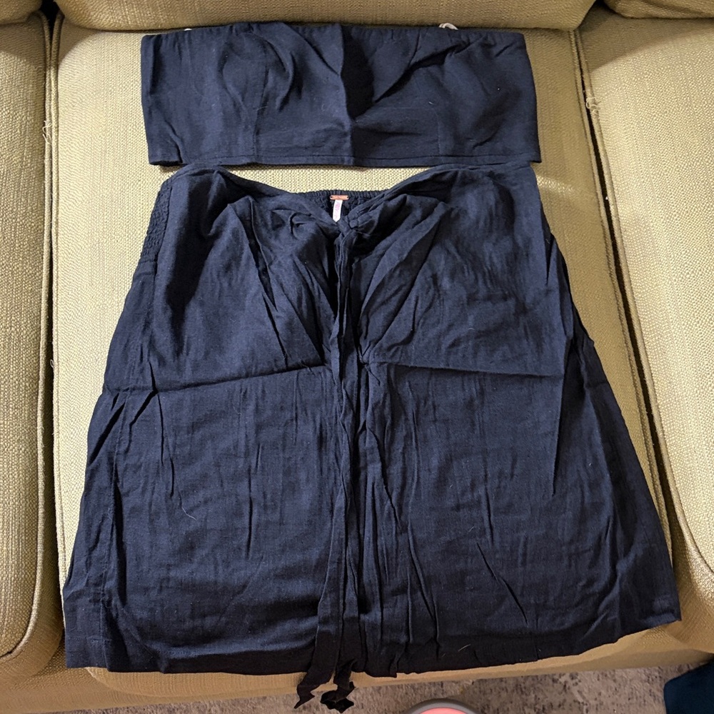 Free People set tube top and Black A-Line Skirt
